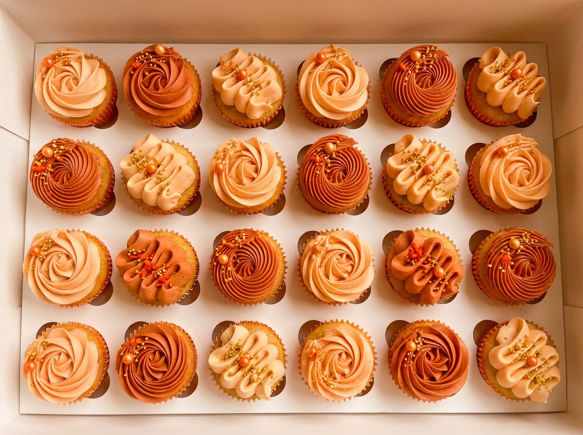 Detail of hand-piped icing on a finished cupcake